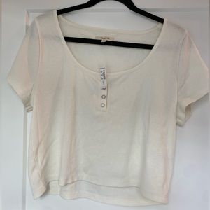 Madewell Ribbed Henley Crop Top NWT